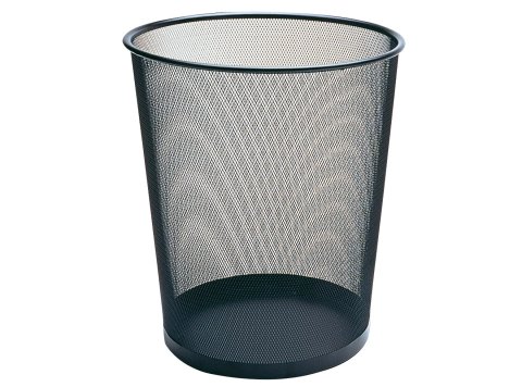 Papelera redonda grande en metal calado Plus Office color negro