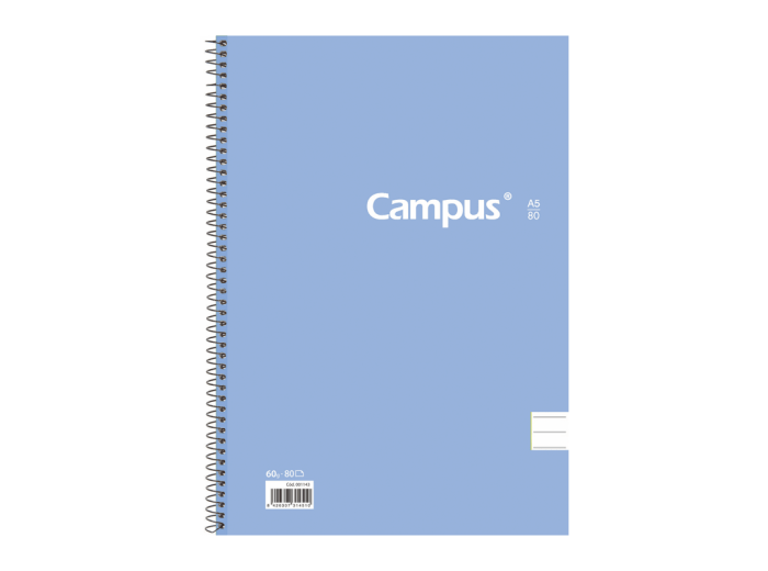 Cuaderno Campus University Tapa flexible rayado A5 con espiral 80 hojas 60 grs Paquete x 6