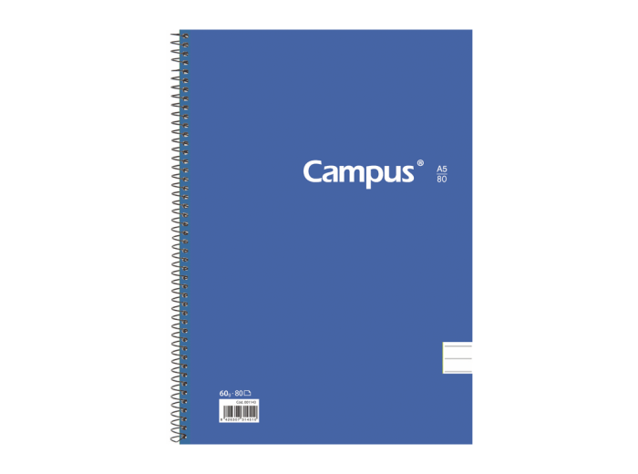 Cuaderno Campus University Tapa flexible rayado A5 con espiral 80 hojas 60 grs Paquete x 6