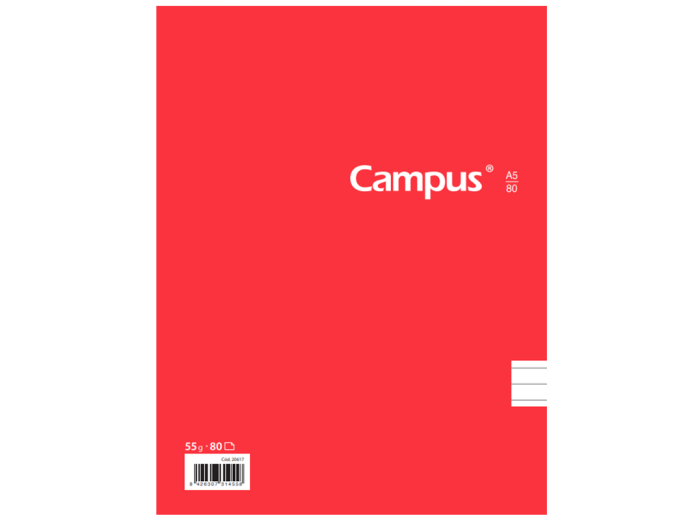 Cuaderno Campus University Tapa flexible rayado A5 con espiral 80 hojas 60 grs Paquete x 6