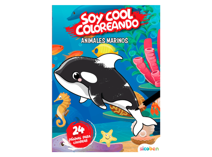 Libro "Soy cool coloreando: Animales marinos" Sicoben
