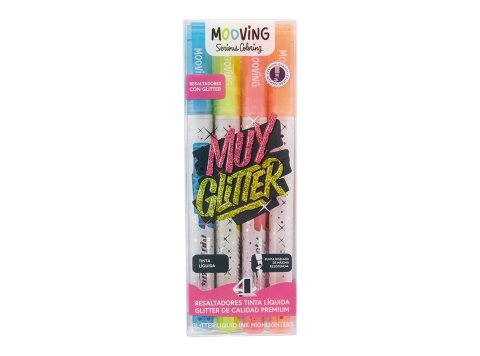Marcadores fluo Mooving Glitter 4 unidades