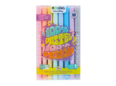 Marcadores de colores pastel Mooving 8 unidades