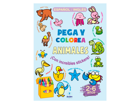 Libro "Pega y colorea: Los Animales" Sicoben