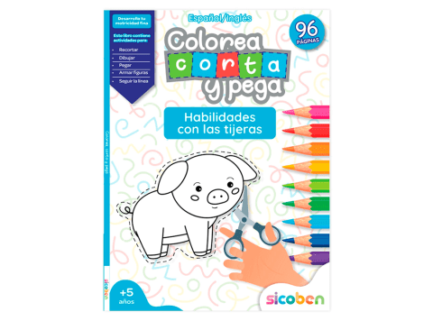 Libro "Corto, pego y coloreo" Sicoben
