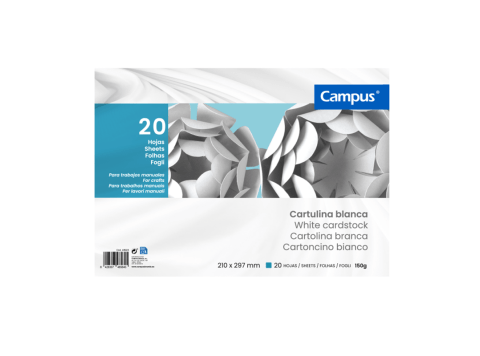 Block de cartulina A4 Campus University blanco 20 hojas