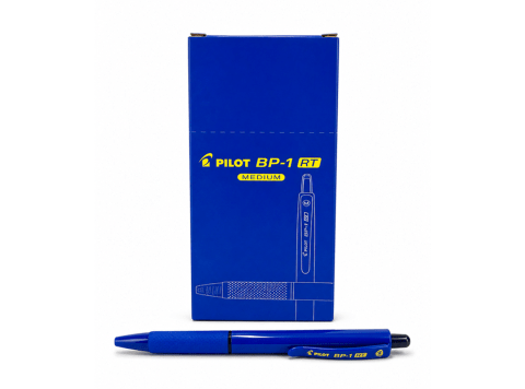 Bolígrafo retráctil con grip de goma Pilot BP1RT color azul 1.0 mm Caja 12 unidades