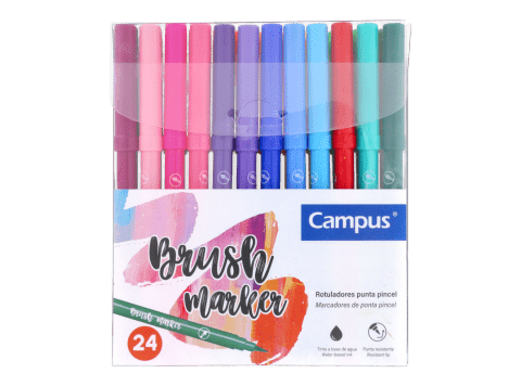 Marcadores punta pincel Campus 24 colores